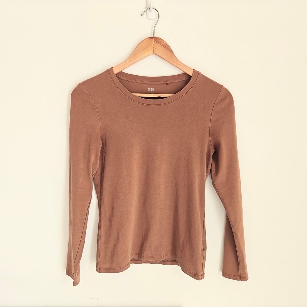 Uniqlo Women's Brown 100% Cotton Long Sleeve Size S